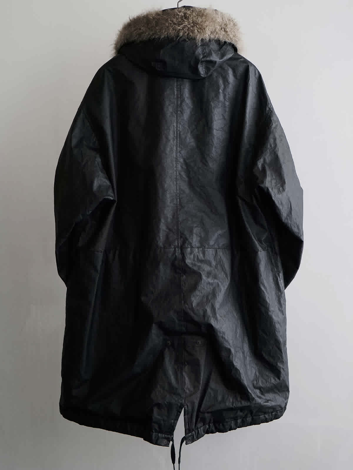paper leather military hooded coat c4