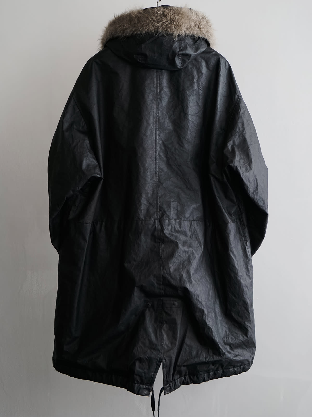 paper leather military hooded coat c4
