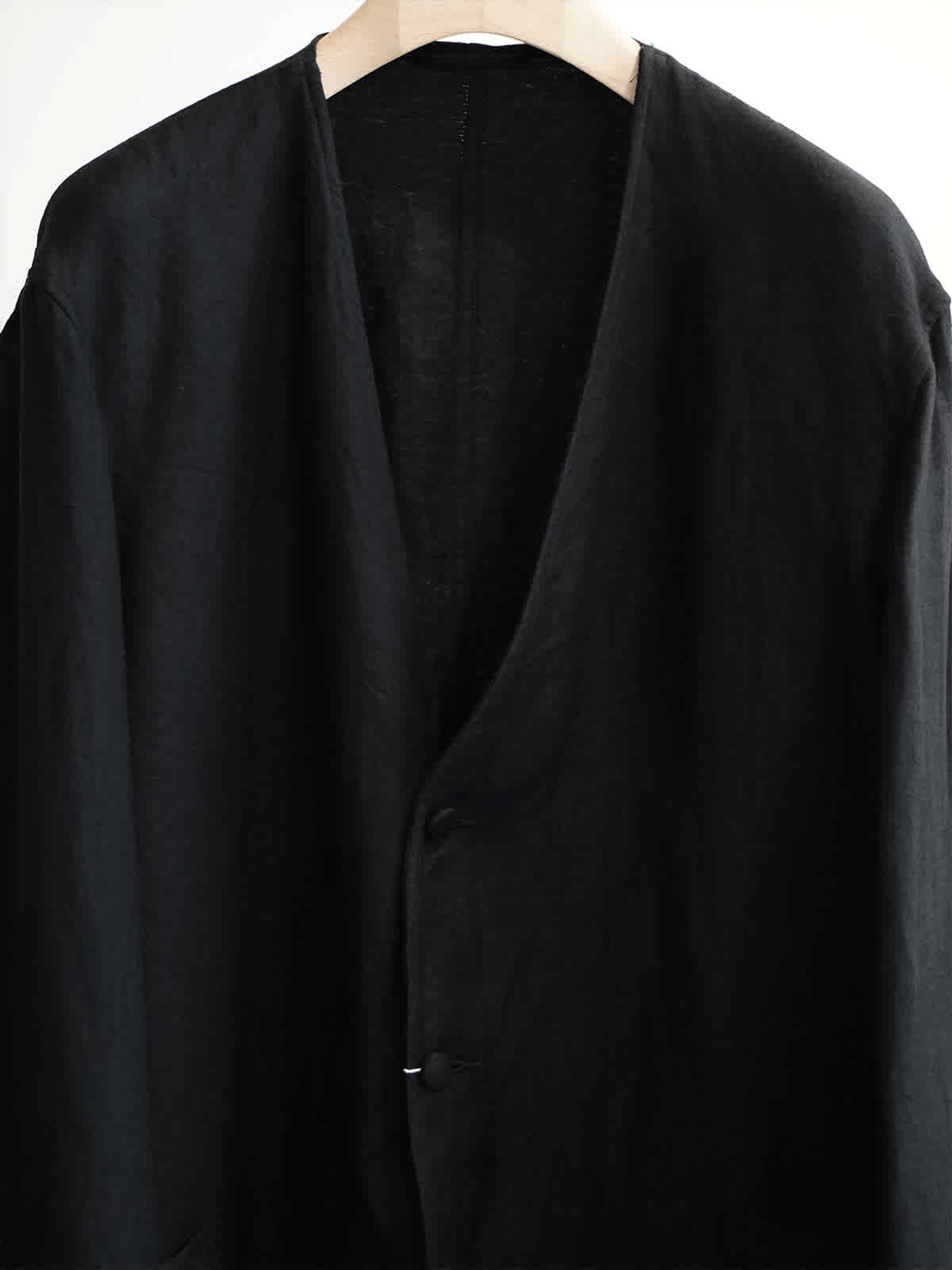 linen satin collarless jacket b4