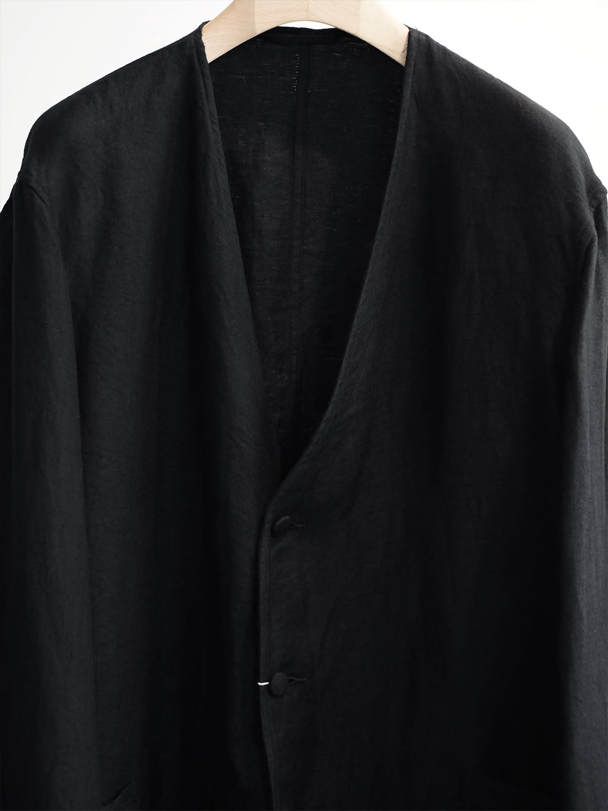 linen satin collarless jacket b4