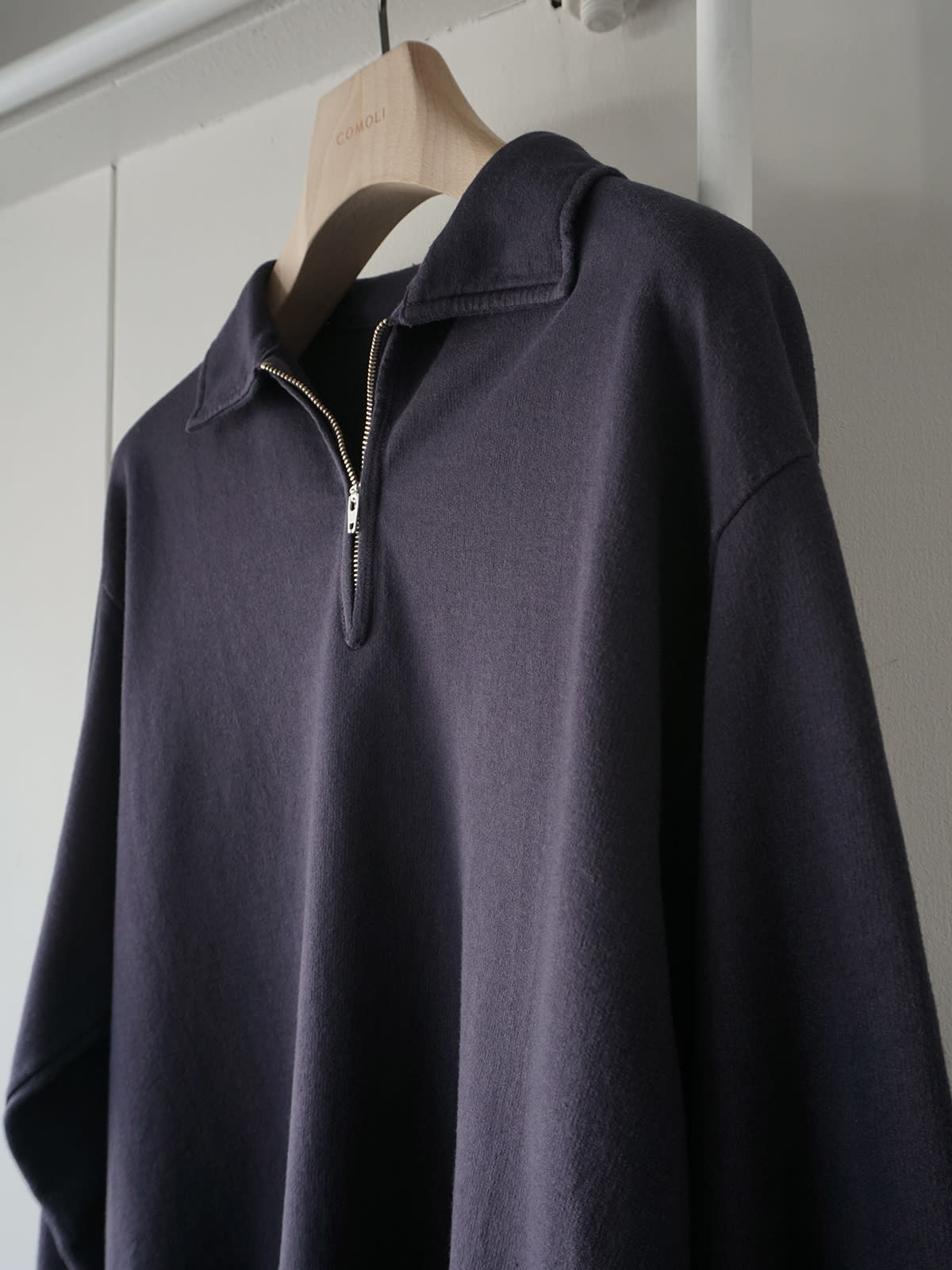 cotton silk jersey half zip pullover3