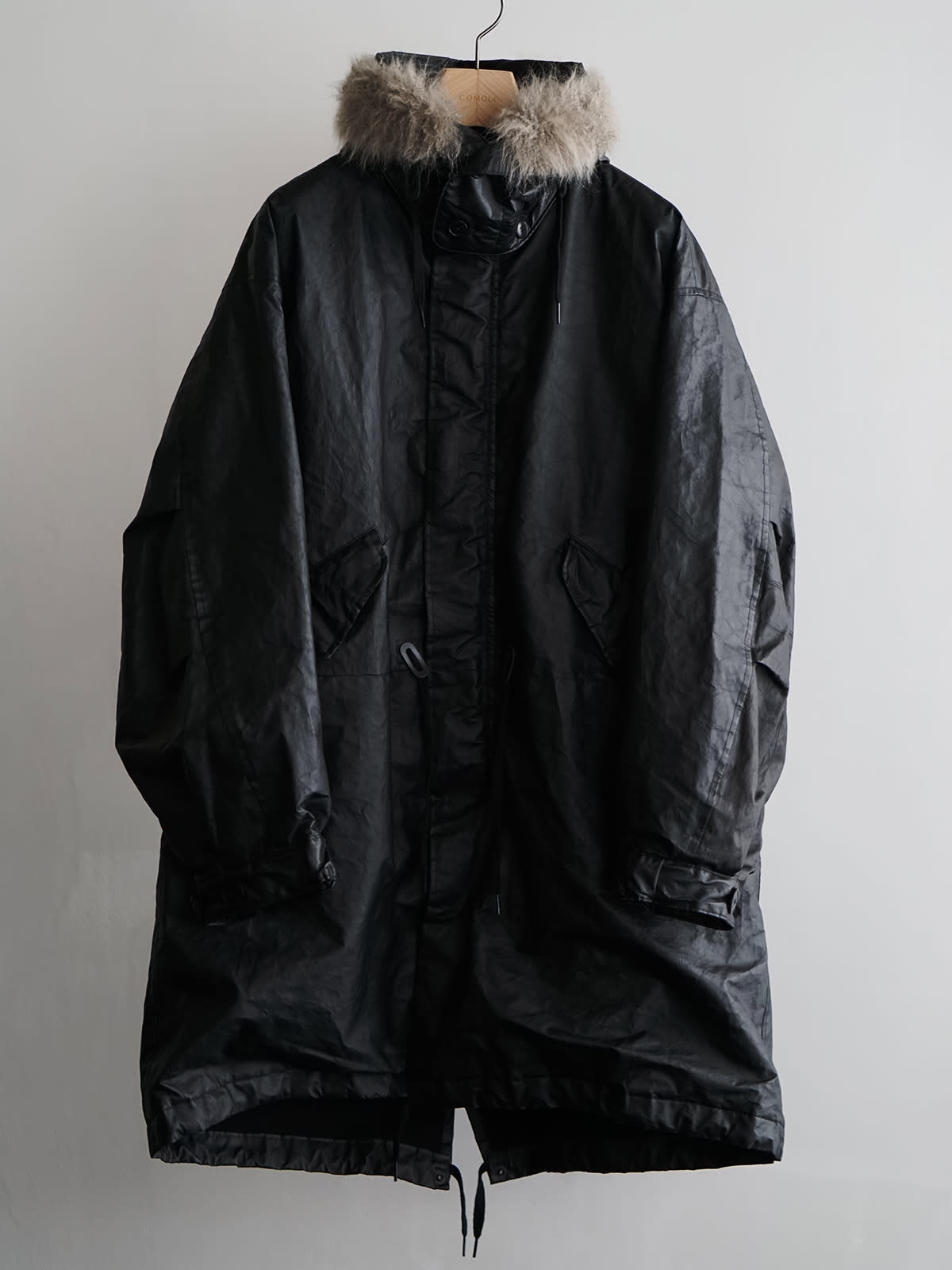 paper leather military hooded coat c2