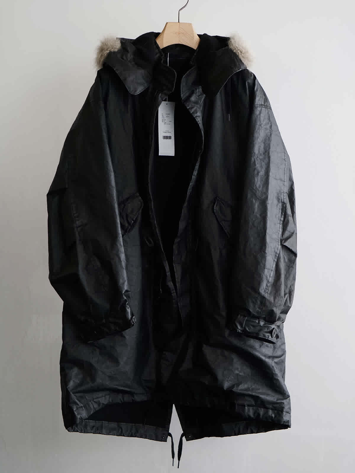 paper leather military hooded coat c3