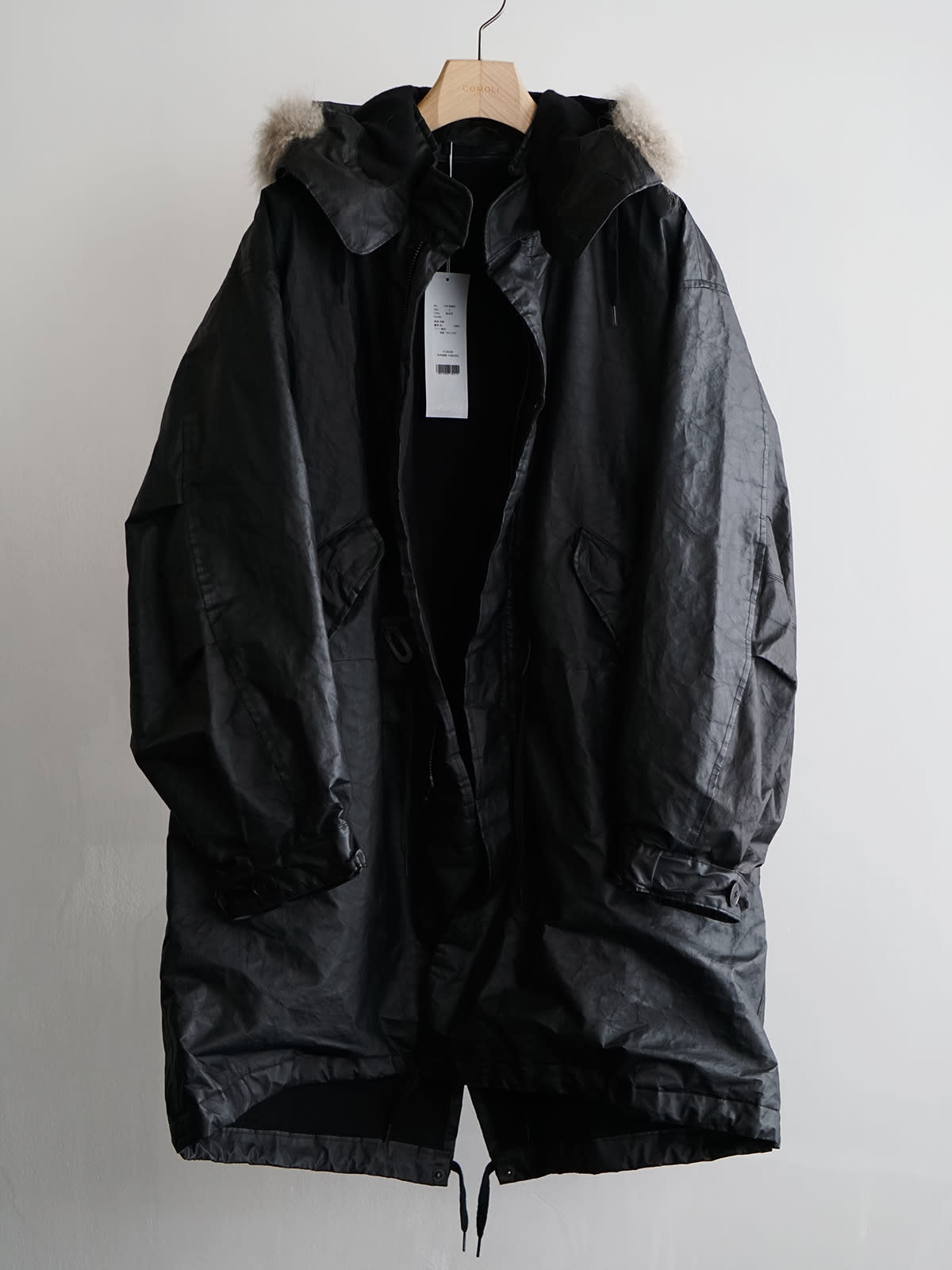 paper leather military hooded coat c3