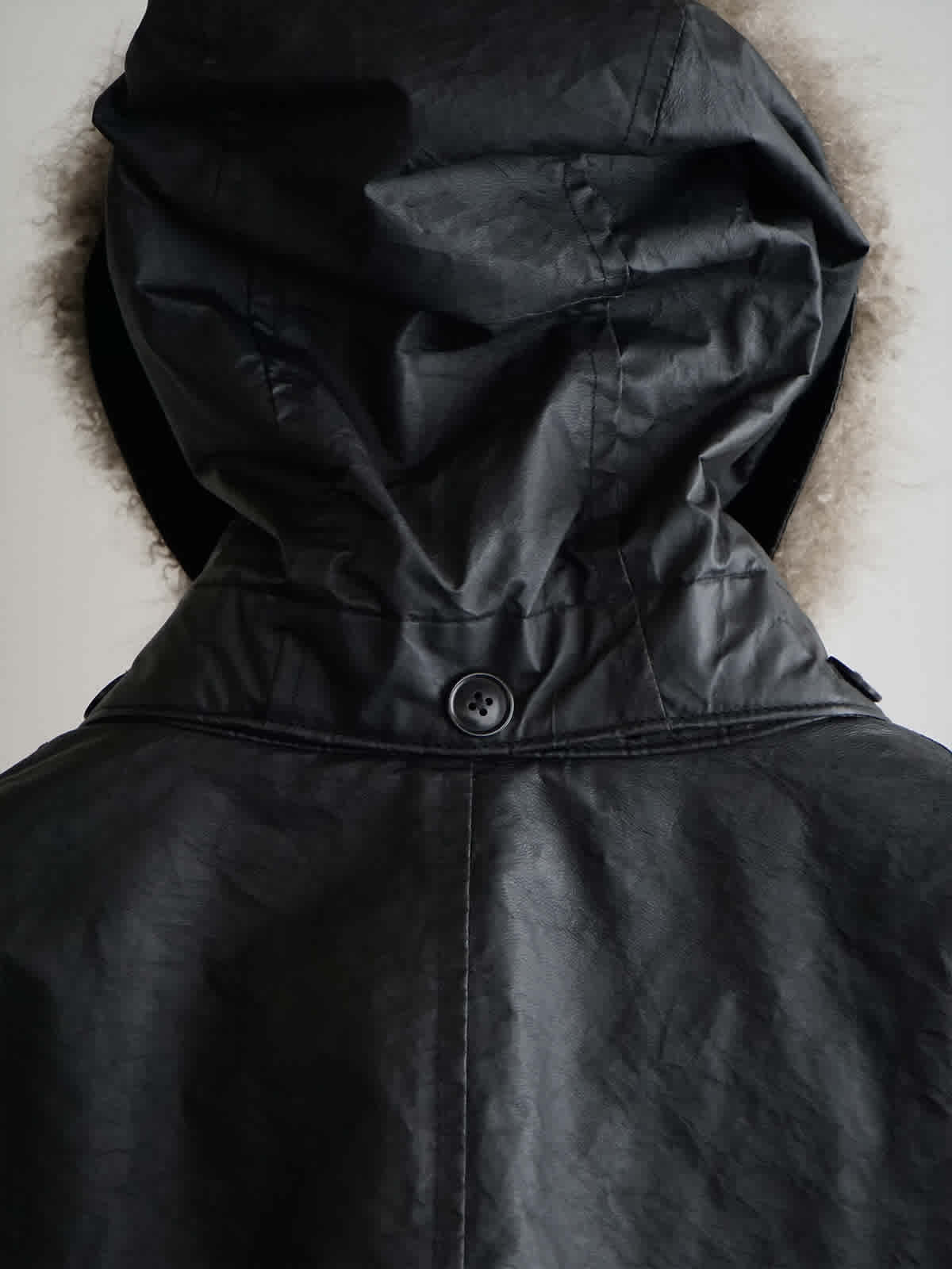 paper leather military hooded coat c9