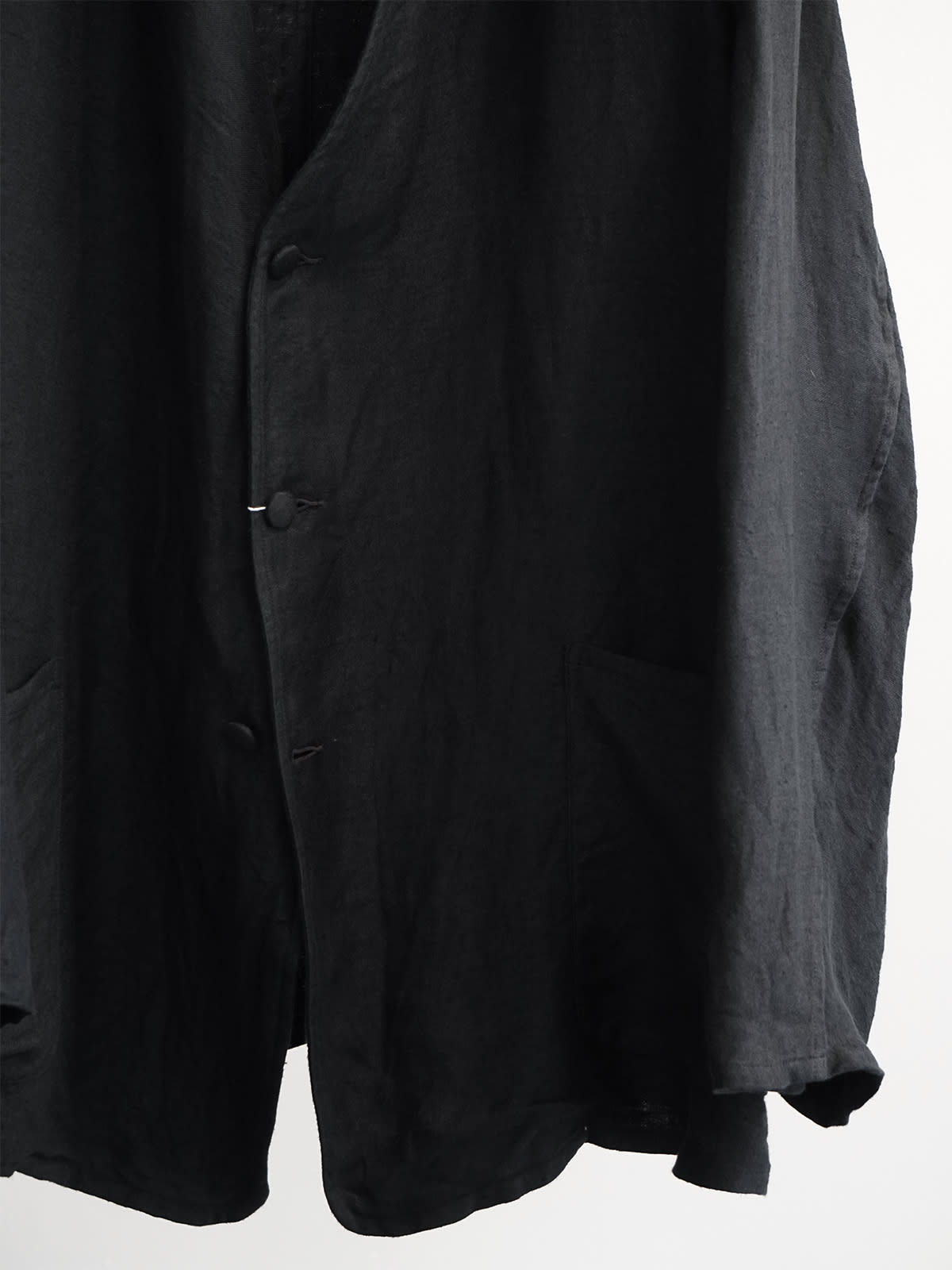 linen satin collarless jacket b5