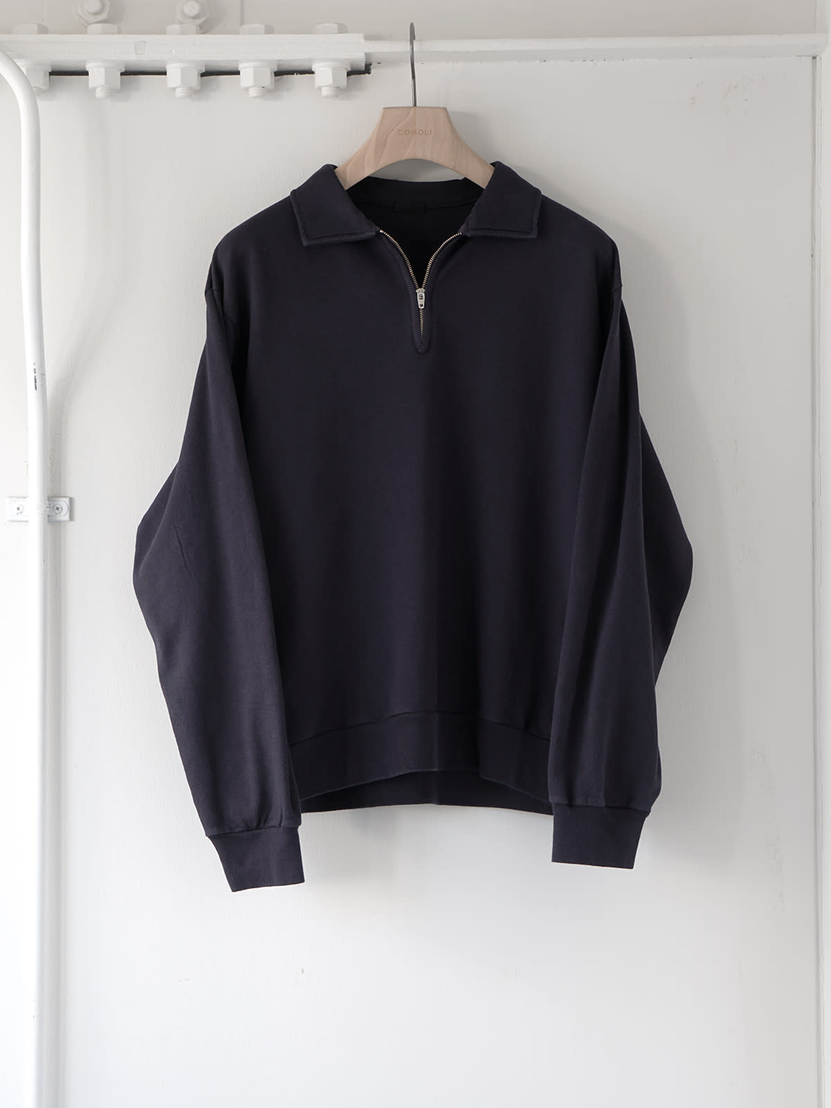 cotton silk jersey half zip pullover1