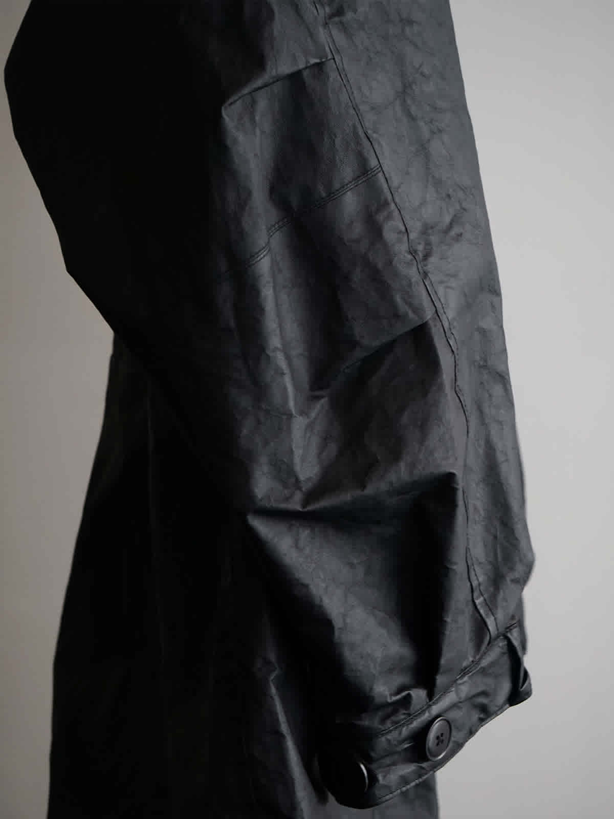 paper leather military hooded coat c11