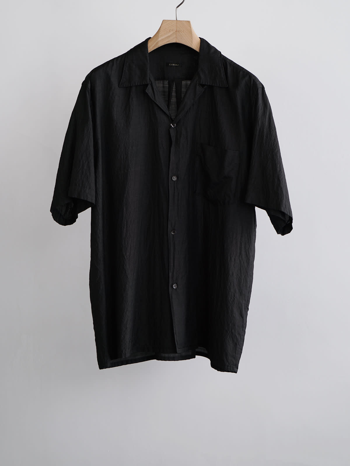 wool silk ss open collar shirt b1