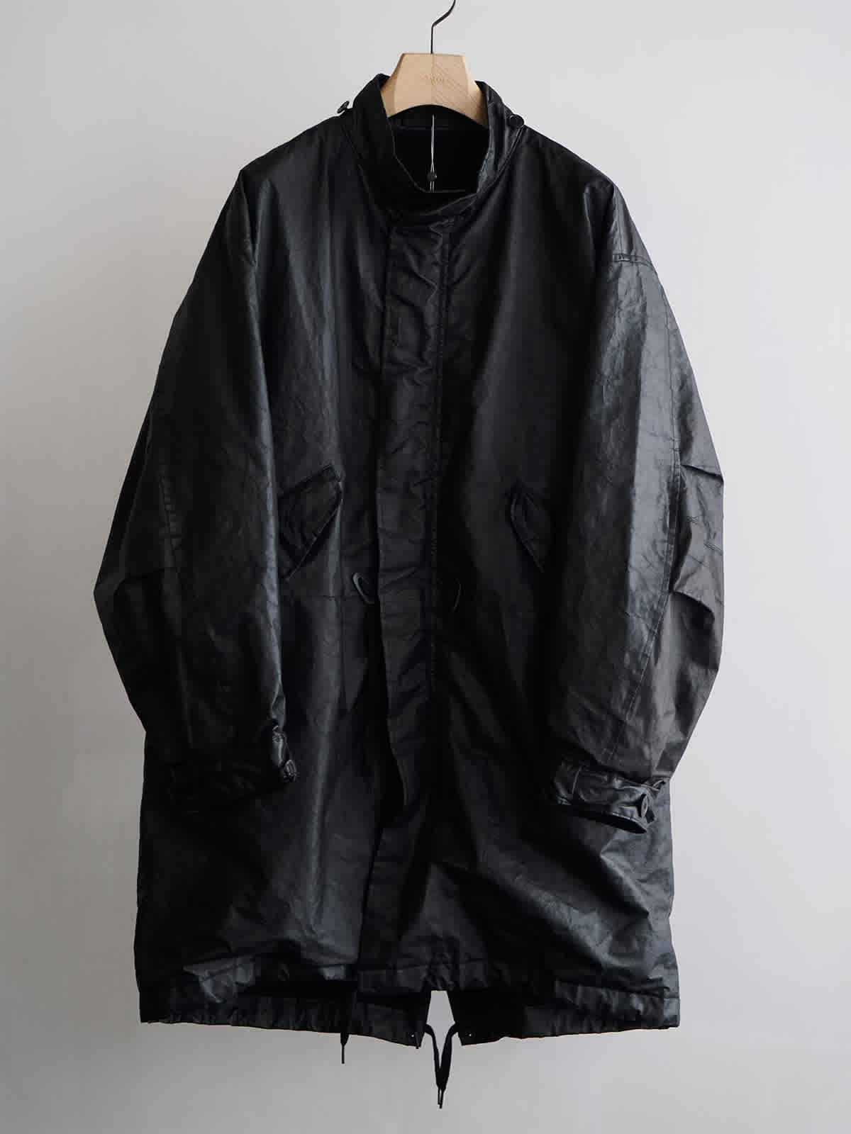 paper leather military hooded coat c5