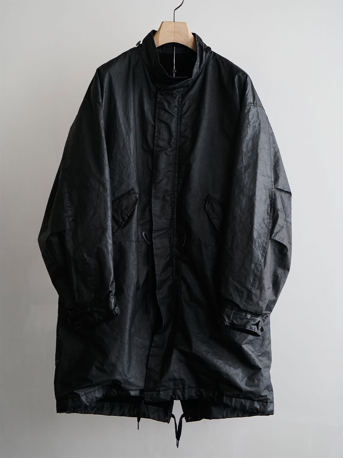 paper leather military hooded coat c5