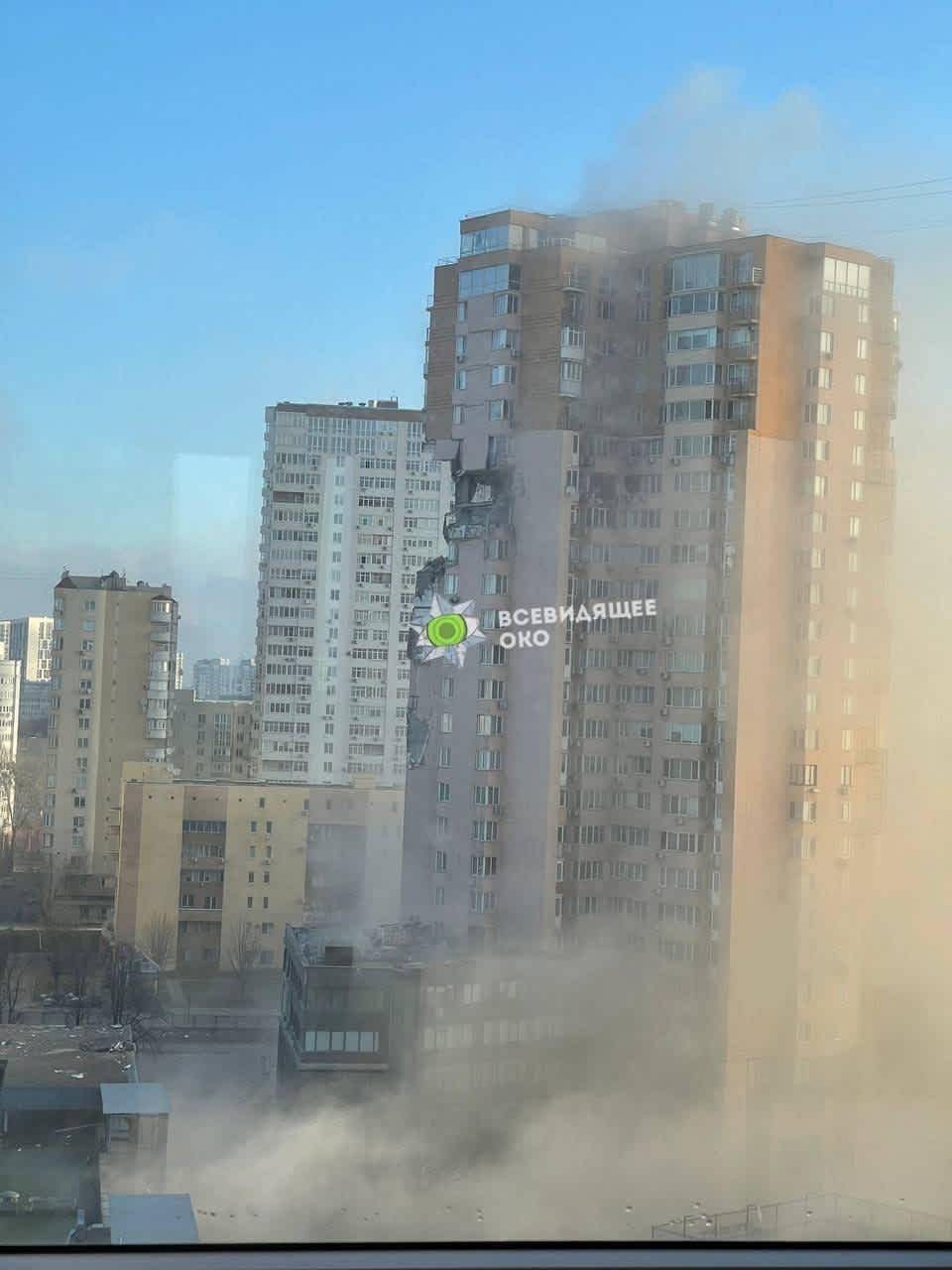 Kiev, building after missile hit