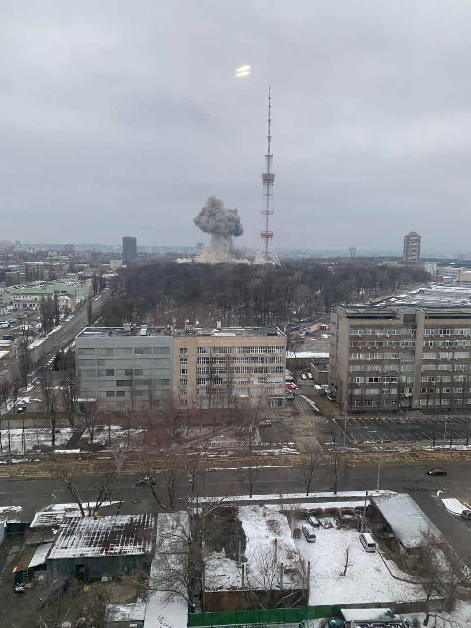 Kiev TV tower hit