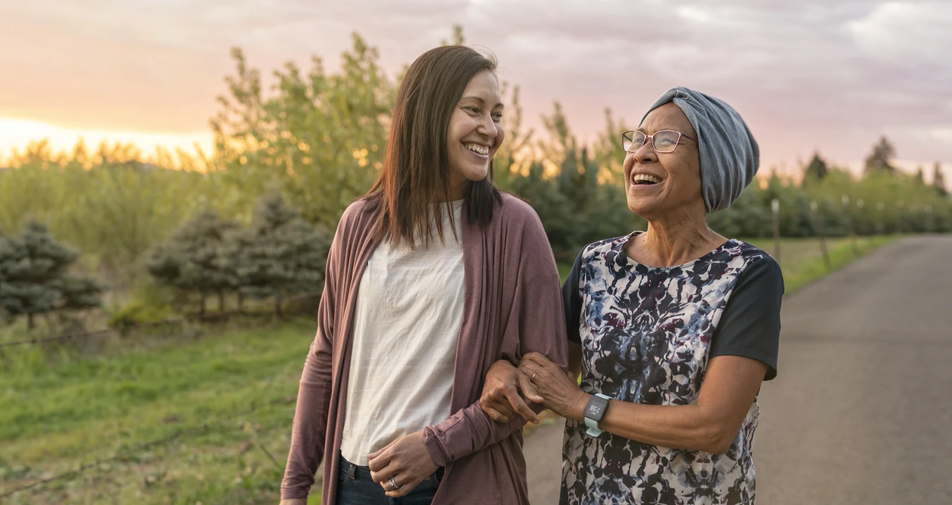 Daughter with mum in headscarf