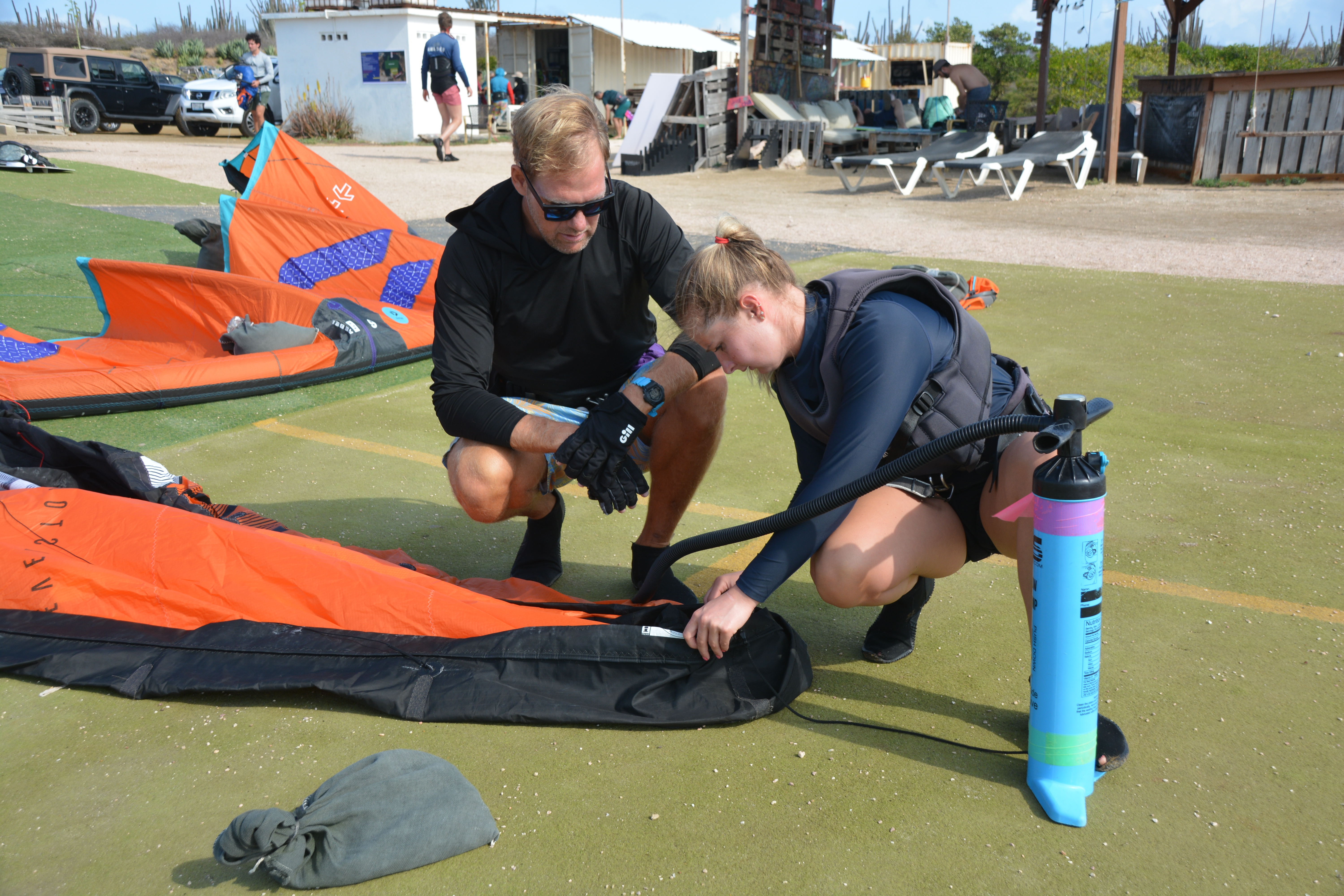 Blue wave kitesurfing