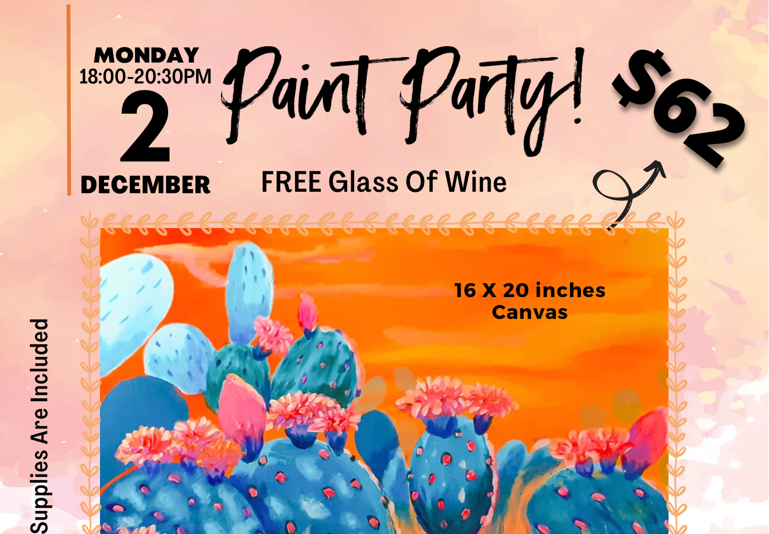 Paint & Sip Night at Shelterrock Paradise - Blooming Cactus Sunset