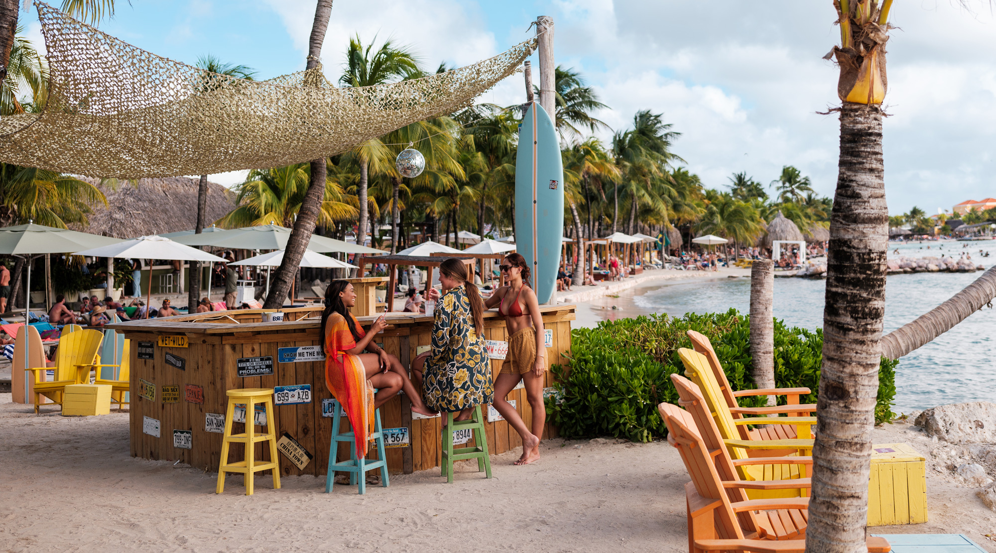 Women at beach bar