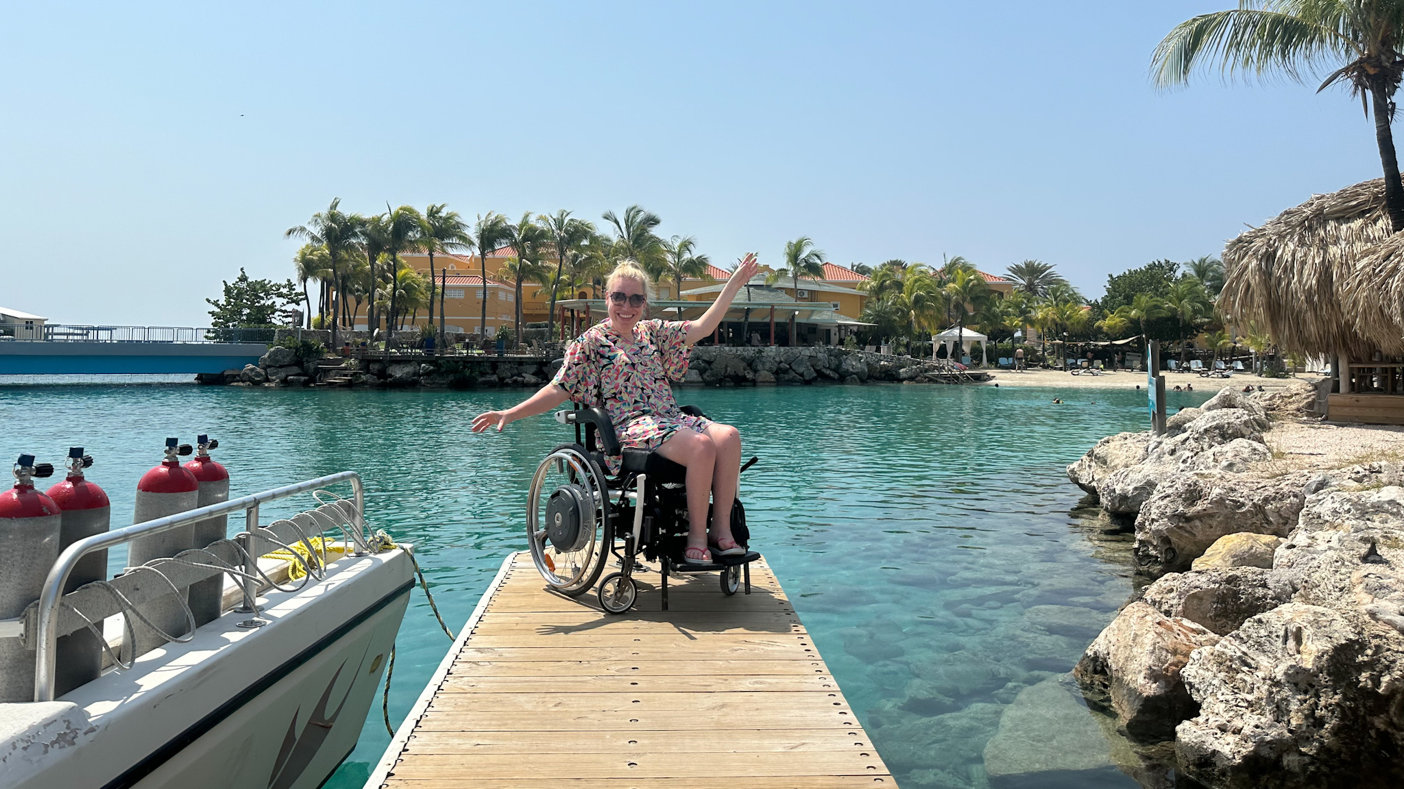 Wheelchair on pier in Curacao