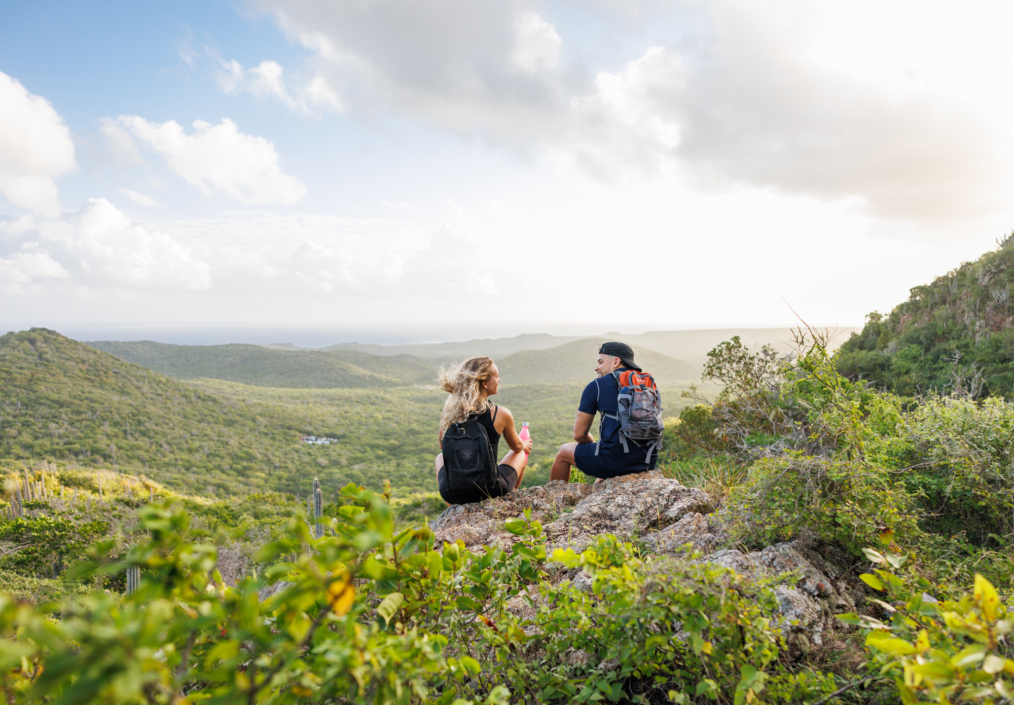 Couple hiking at Mt Christoffel