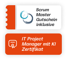 Abzeichen mit Zertifizierungen IT Projektmanager und Scrum Master