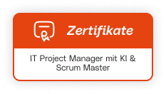 Abzeichen mit Zertifizierungen IT Projektmanager und Scrum Master