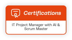 Badge showing certifications for IT Project Manager and Scrum Master