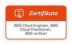 Zertifizierungen: AWS Cloud Engineer, AWS Cloud Practitioner, AWS re/Start