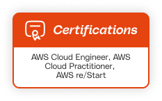 Certifications: AWS Cloud Engineer, AWS Cloud Practitioner, AWS re/Start