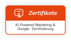 Abzeichen für KI-gestützte Marketing- und Google-Zertifizierung
