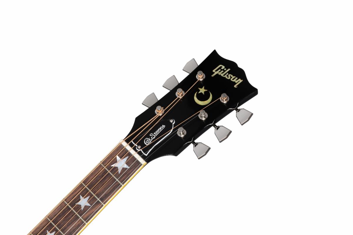 The Gibson Cat Stevens Collector’s Edition J-180 headstock.