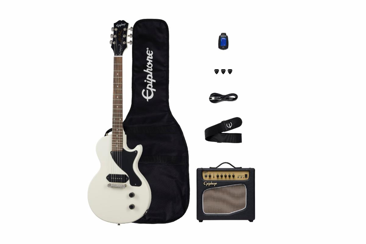 The Epiphone Billie Joe Armstrong Les Paul Junior Player Pack in Classic White