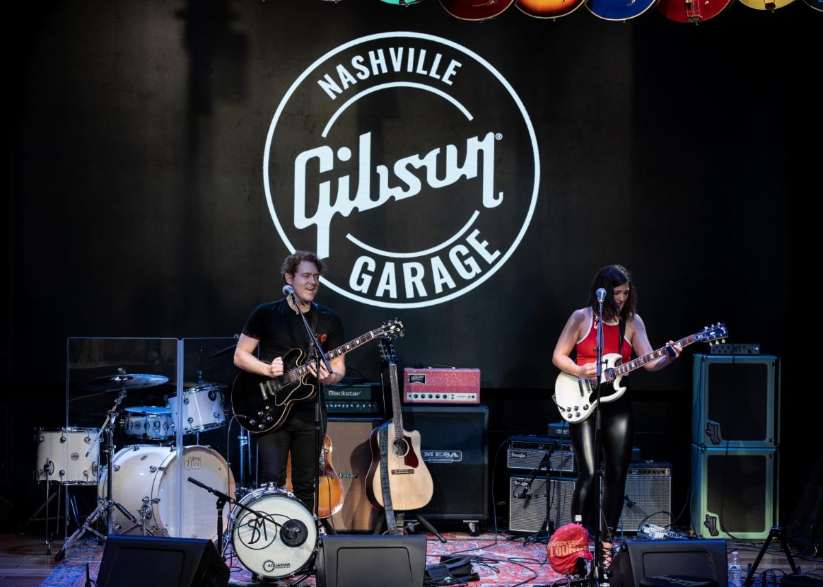 Striking Matches (Justin Davis and Sarah Zimmermann) perform live at the Gibson Garage.