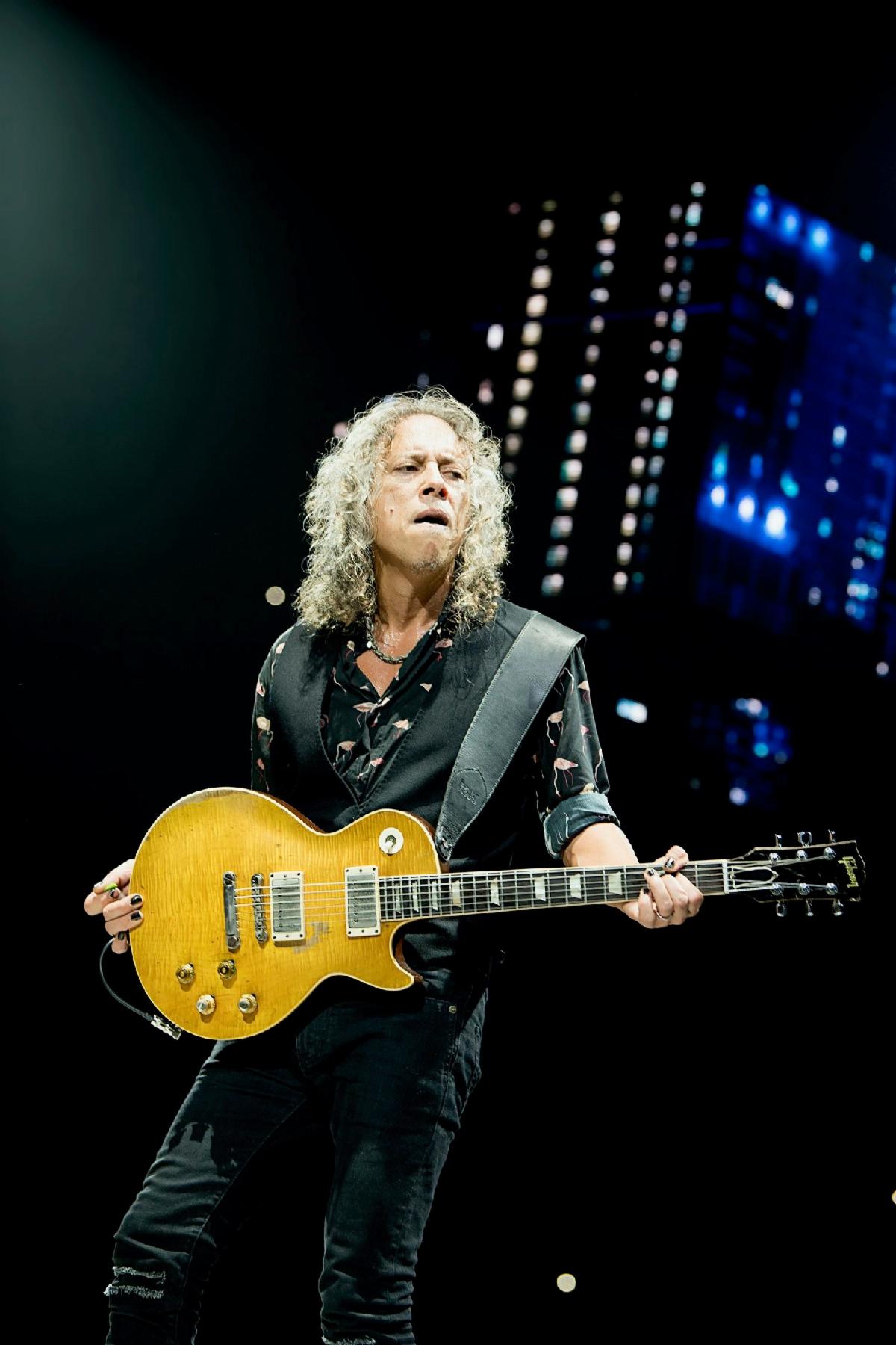 Kirk Hammett of Metallica performs with his Gibson ’59 Les Paul Standard known as “Greeny.” Photo credit, all images: Ross Halfin.