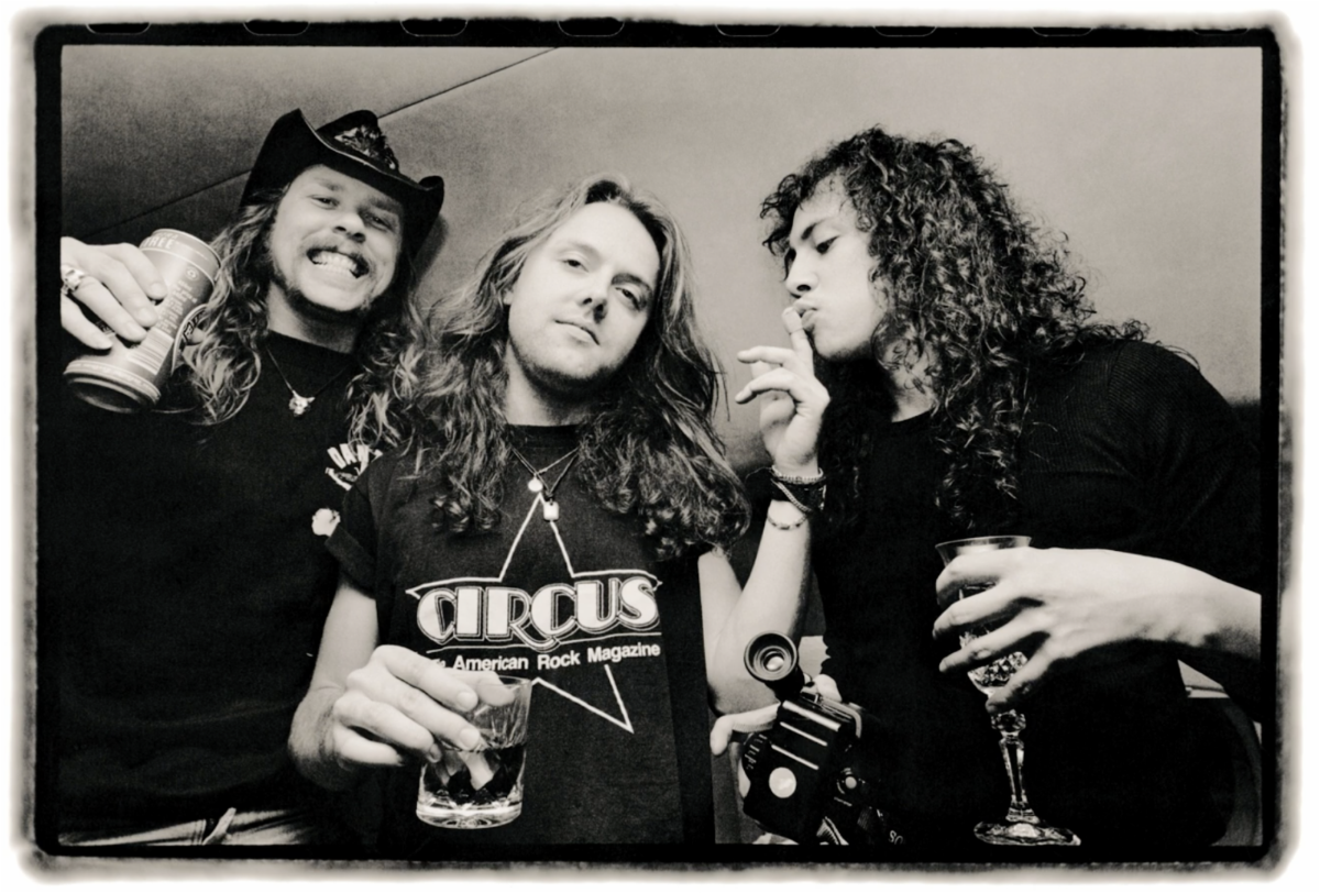 (L-R): James Hetfield, Lars Ulrich and Kirk Hammett of Metallica. Photo credit: Ross Halfin.