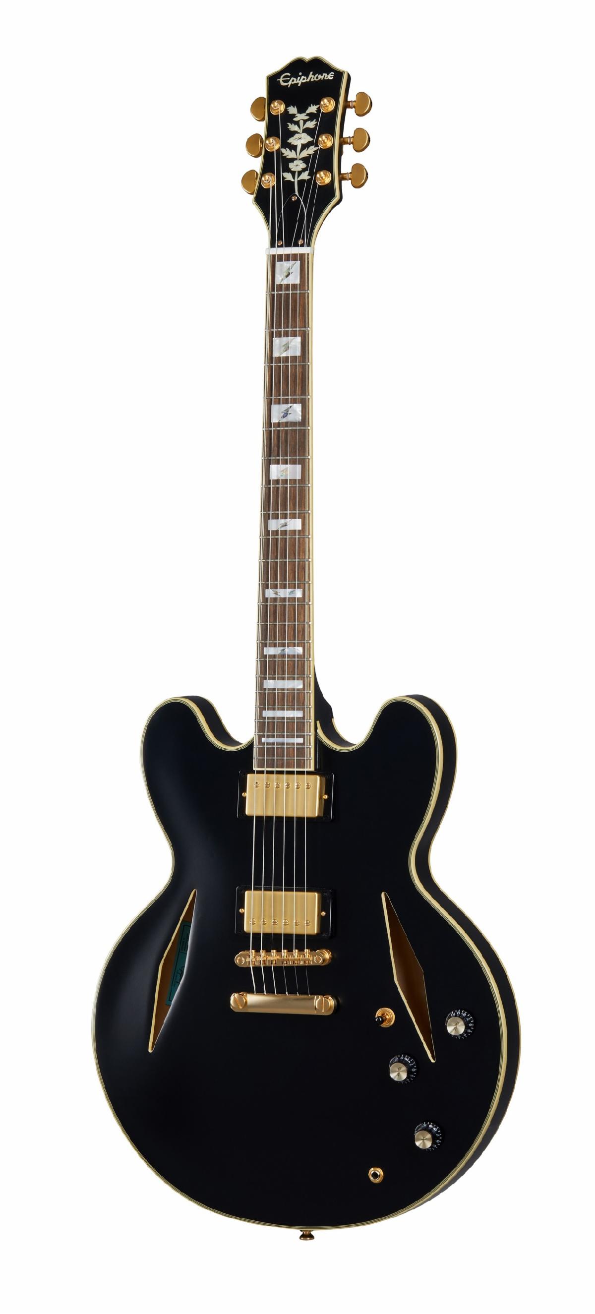 e Epiphone Emily Wolfe Sheraton Stealth in Black Aged Gloss.