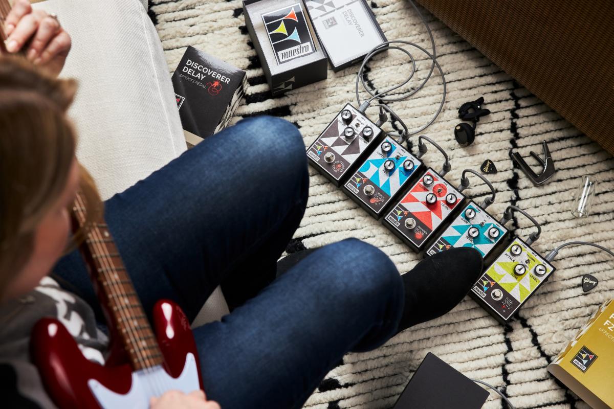 Each Maestro pedal functions as an innovative “two-in-one” pedal, with a single toggle that switches between two distinct voicings.