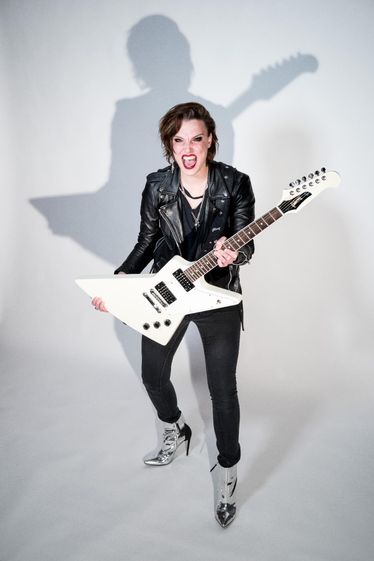 Lzzy Hale with her Gibson Explorer.