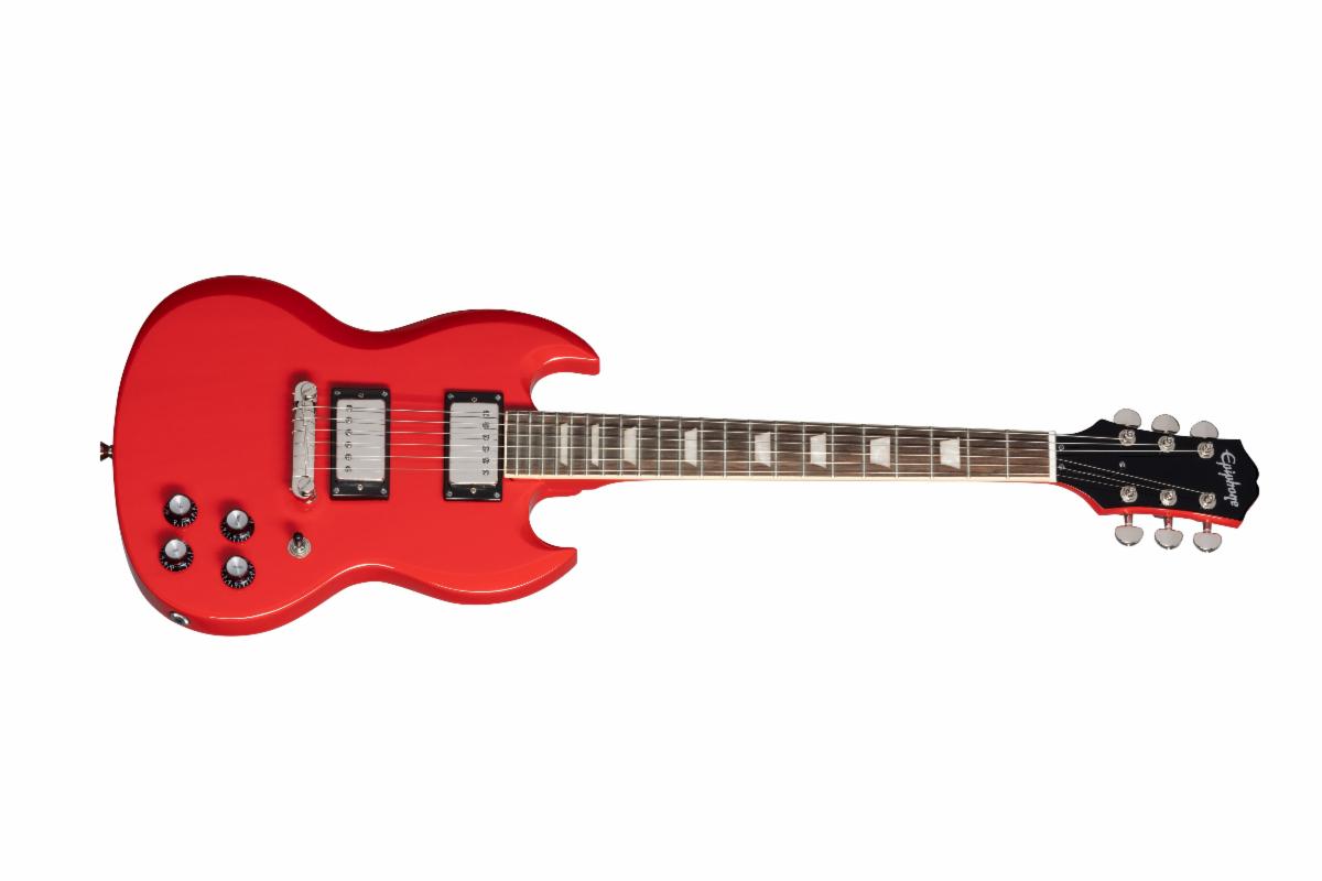  The Epiphone Power Players SG in Lava Red.