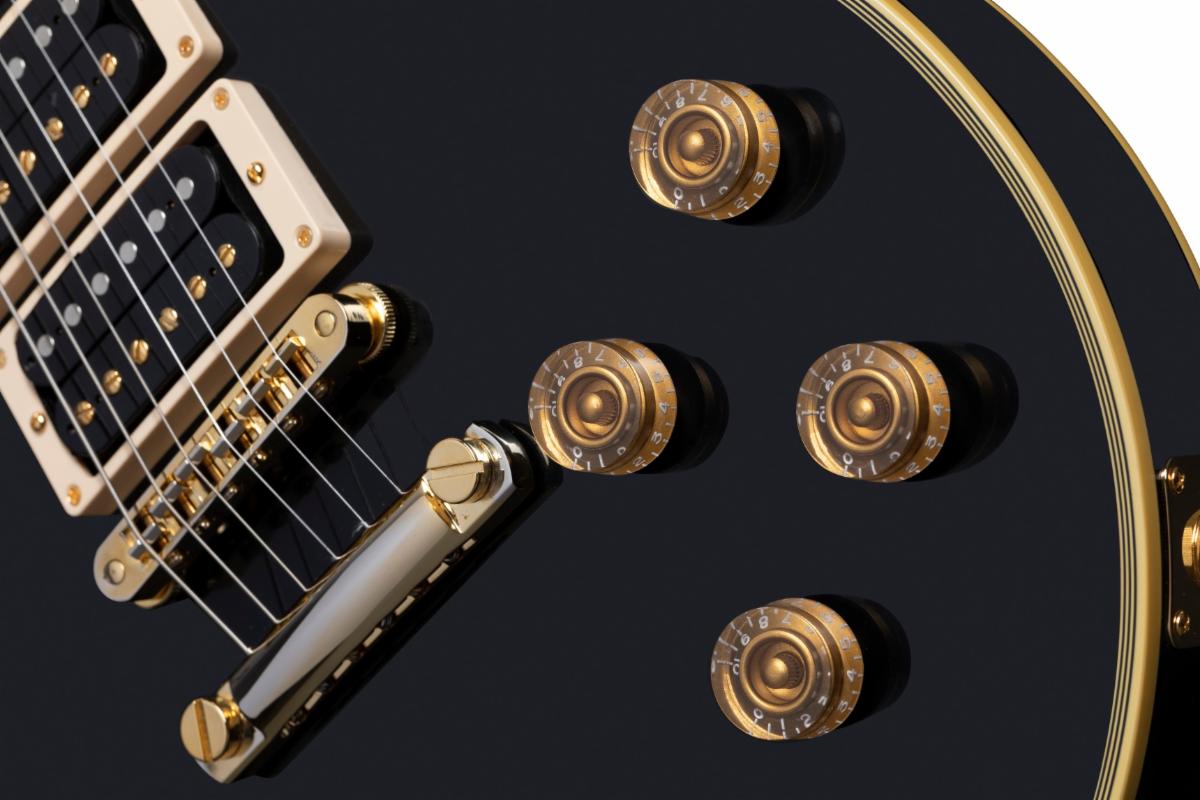 a close-up of the Peter Frampton “Phenix” Gibson Les Paul Custom.