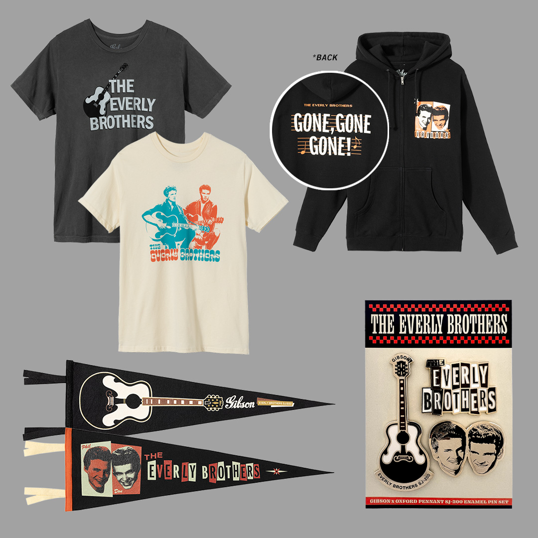 The Everly Brothers x Gibson capsule apparel collection, available on: www.gibson.com and www.everlybrothers.com.