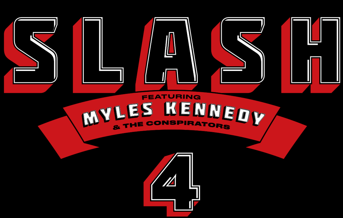 Black logo for Slash 4, featuring Myles Kennedy & The Conspirators