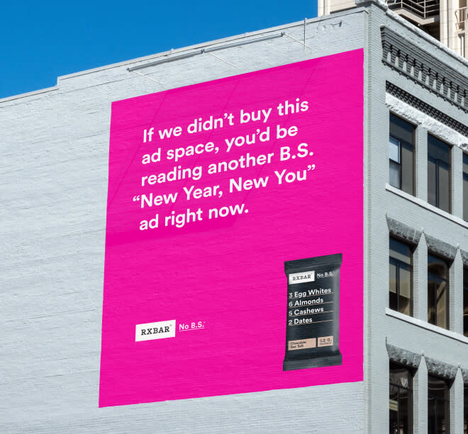 Billboard saying if we didn't buy this ad space, you'd be reading another new year, new you BS ad right now