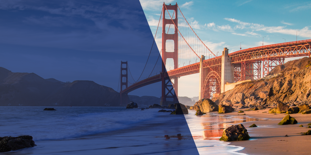 El puente Golden Gate se ve desde la playa de abajo.