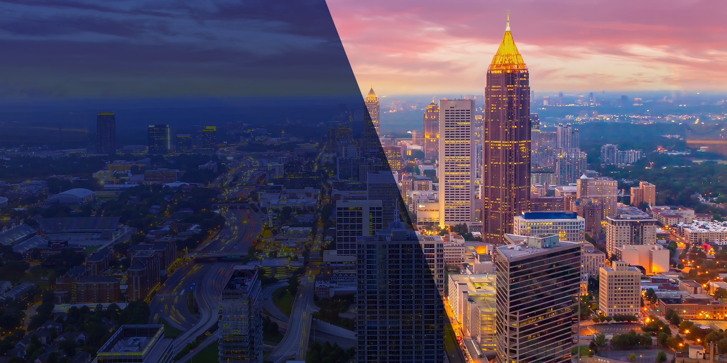The Atlanta skyline from the air. 