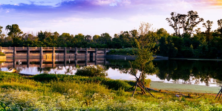 A lake in the northwestern Chicago suburbs. 