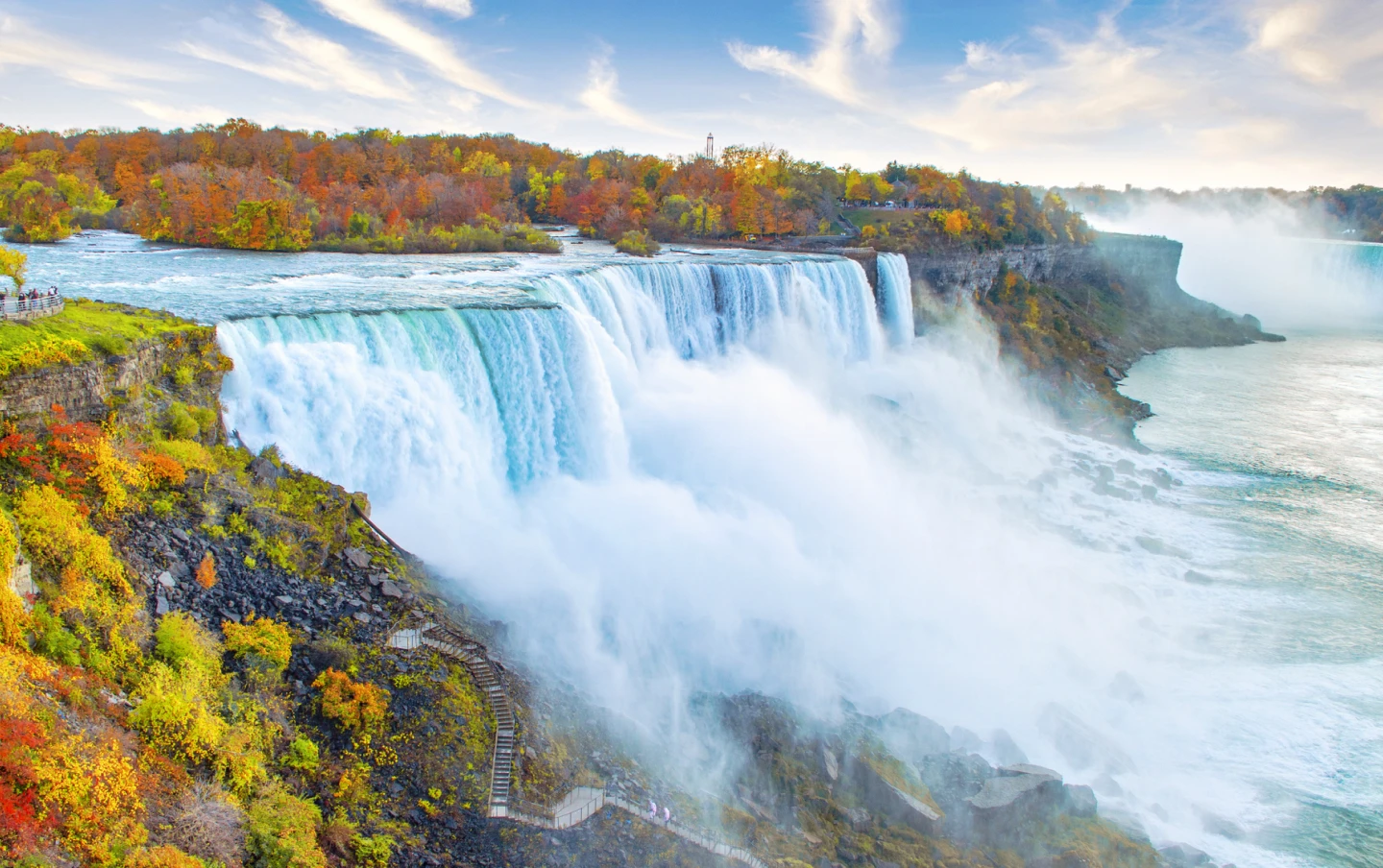 A view of fall foliage surrounding Niagara Falls