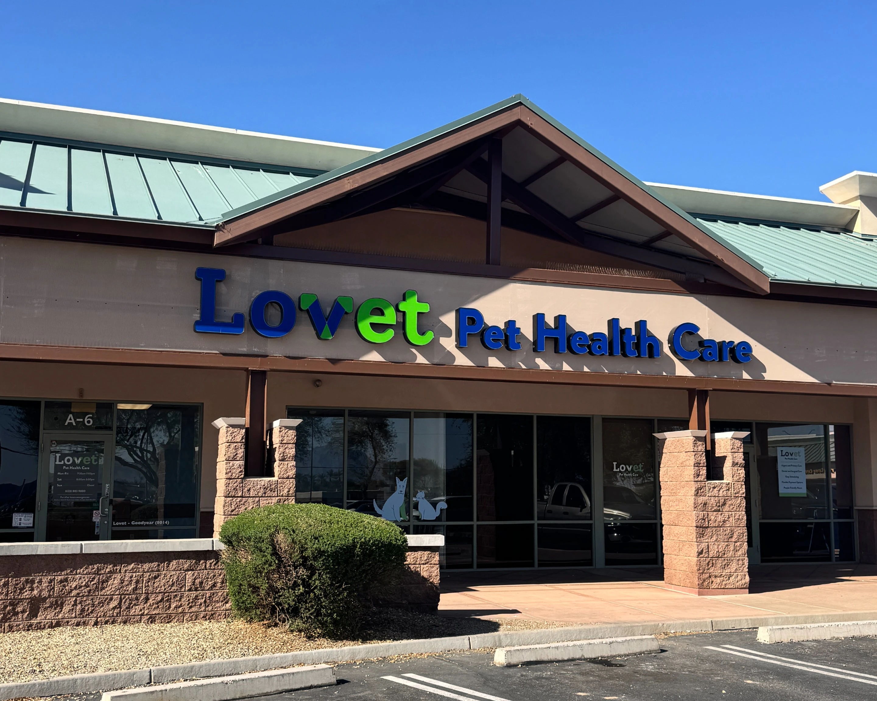 The exterior of Lovet Pet Health Care's Goodyear location.