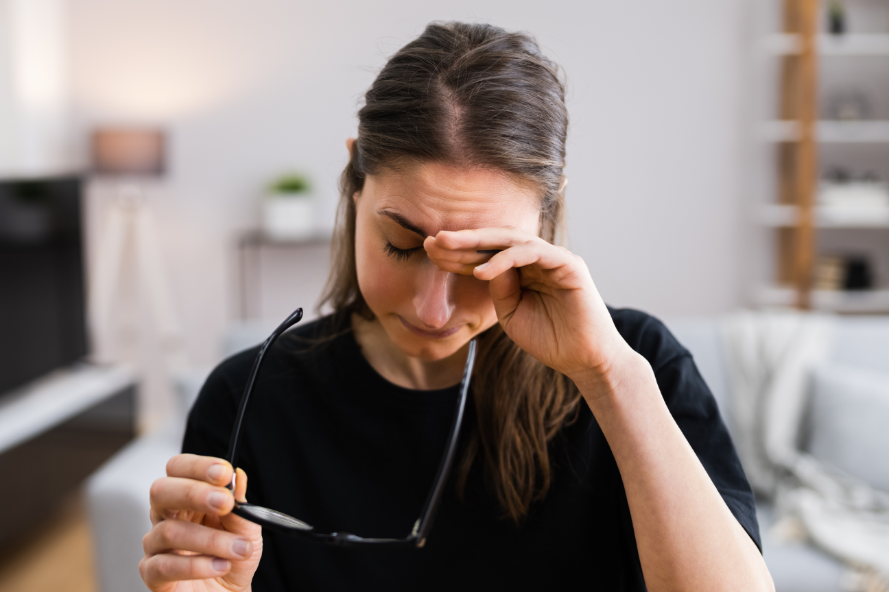 Someone wiping their eyes.