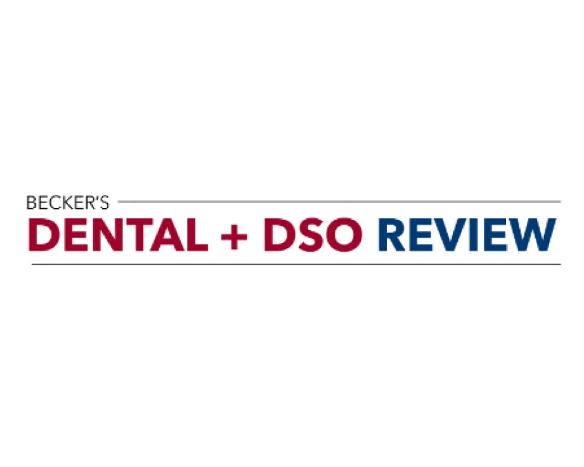 A logo that reads "Becker's Dental + DSO Review" in red and blue letters on a white background.