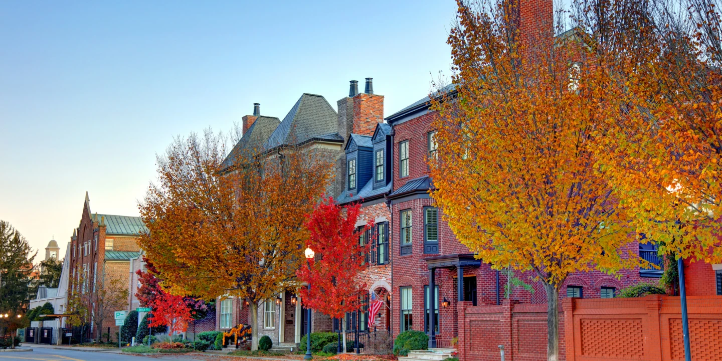 A street in Franklin, TN during the fall. 